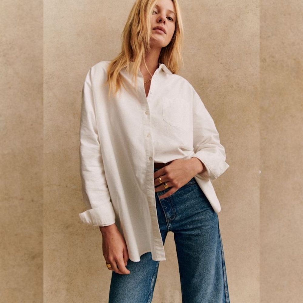 Sézane Max Shirt - Oversized White Button-down Shirt - Like New